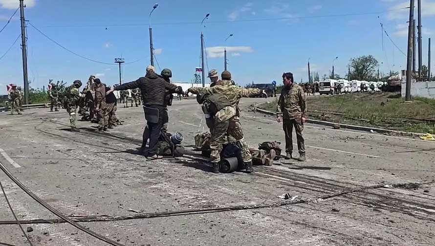 Nationalists from the Azov Battalion surrender in Azovstal