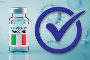 COVID-19 Coronavirus Vaccine and Syringe with flag of Italy Concept Image
