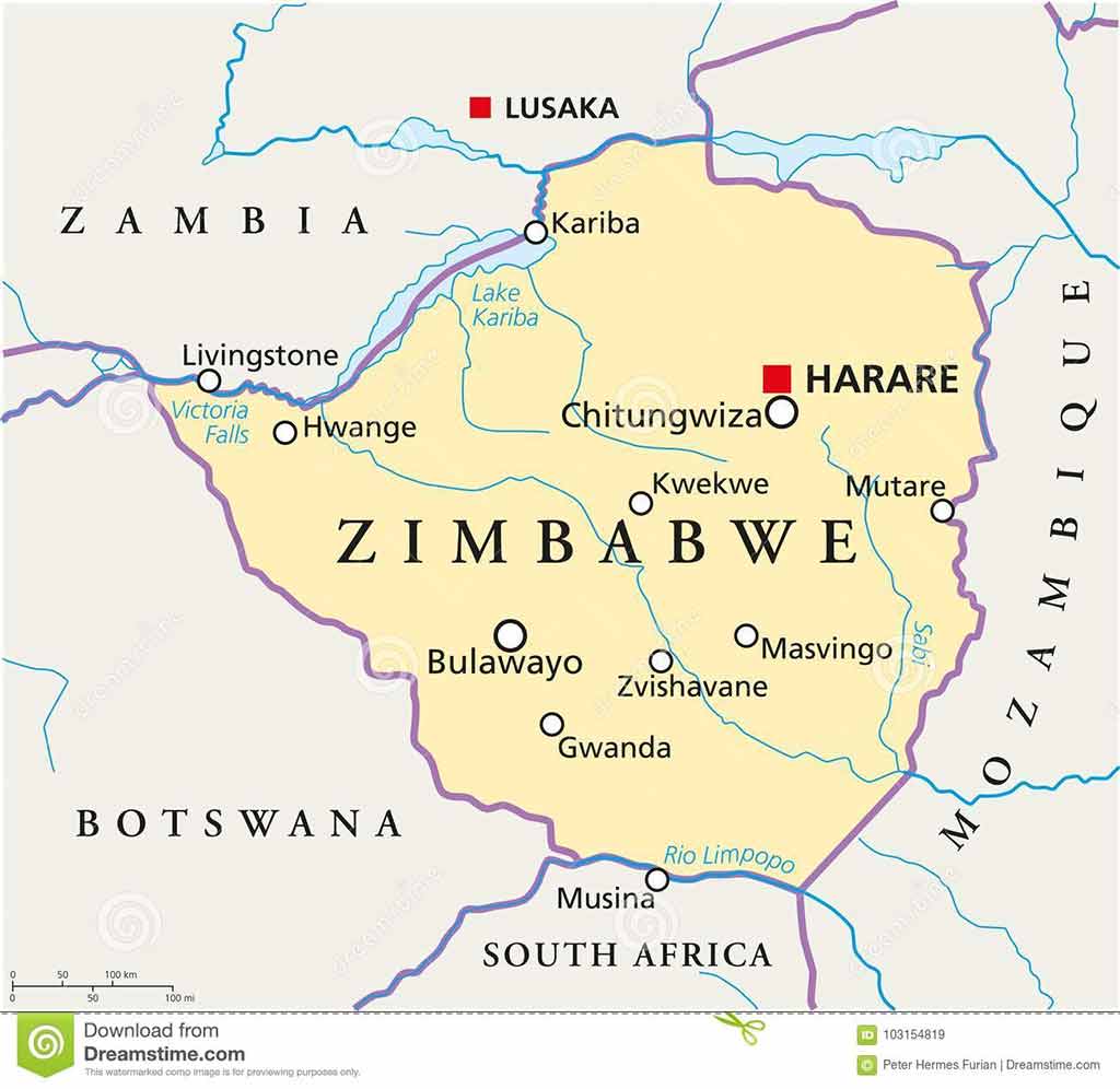 Zimbawe-mapa