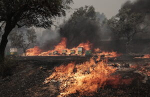 Wildfire rages in west Attica region